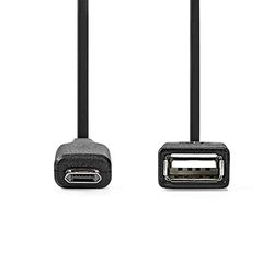 NEDIS CCGB60515BK02 USB-adapter | USB 2.0 | USB Micro-B stekker | USB-A aansluiting | 480 Mbps | 0,20 m | Rond | Vernikkeld | PVC | Zwart | Box