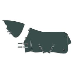 Imperial Riding IRHBasic - Manta para Exteriores (Forro Polar, 0 g, sin Cuello, Ligera, Material Resistente a la Intemperie, con Pliegue, Correas Cruzadas, Cordones de Cola y piernas, Verde, 145)