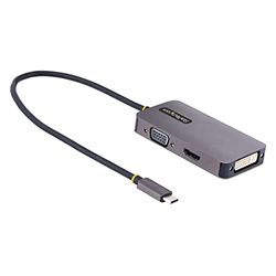 StarTech.com Adaptateur USB C vers HDMI VGA - Dock USB C Multiport Digital/AV - Adaptateur USB Type C Jusqu'à 4K60Hz - Compatible TB3/4 - Adaptateur de Voyage (118-USBC-HDMI-VGADVI)