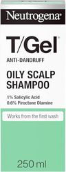 Neutrogena T/Gel Anti Dandruff Shampoo for Oily Scalp and Hair (1x 250ml), Daily Anti-Dandruff Shampoo with Salicylic Acid to Remove Excess Oils from First Wash