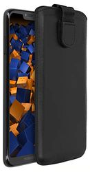 mumbi äkta läderfodral kompatibel med Motorola Moto G7 Power skal läder väska Case Wallet, svart
