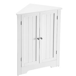 VASAGLE BBK122W01 Angolare, Mobile Ante e Ripiano Regolabile, per Bagno Cucina Soggiorno, Stile Farmhouse Moderno, Bianco Nuvola BBC844P31, Legno ingegnerizzato, 60 × 33.6 × 80 cm