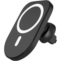 XtremeMac Premium MagSafe billaddare 15 W, snabbladdningsfunktion för alla iPhone 12/13/14/15 modeller, MagSafe kompatibel billaddningsstation, fäste vid ventilationen, svart