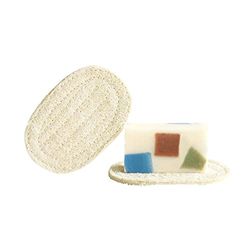 APO France – Porte Savon – Luffa – Absorbant - Eponge pour lavabo - 100% Naturel – 100% Végétal - 12 x 8,5 x 0,5 cm