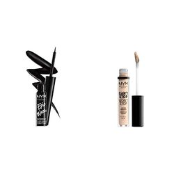 NYX Professional Makeup Eyeliner Liquide Semi-Permanent Epic Wear, Longue Tenue, Waterproof, Couleur : Noir & Anticernes/Correcteur - Can't Stop Won't Stop Contour Concealer - Light Ivory