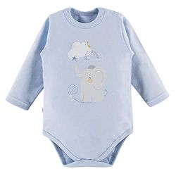 eevi, Mellow le body bébé manches longues, pour les bébés de 9 mois à 3 ans, en tissu jersey 100% coton, bleu, Taille 80, doux et agréable au toucher.