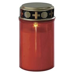 EMOS LED Grave Candle, Grave Light with Twilight Sensor, IP44 Waterproof, Red Battery-Operated, 10,000 Hours, 7 x 12.5 cm DCCV20