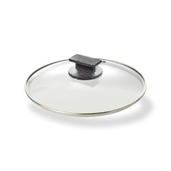 Lid for Pots and Pans with Vent Hole - Glass Lid, Soft Touch Athermic Handle, Perfect Close, 32 cm, Made in Italy