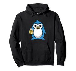 Pingüino bebiendo una cerveza porque es lindo niño pequeño Sudadera con Capucha