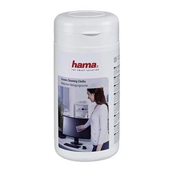 HAMA | Panos para limpeza de ecrãs, 100 unidades, dispensador, elimina sujidade, pó e gordura, válidos para tablets, smartphones, longa vida útil do dispositivo), cor preta.
