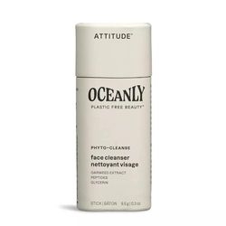 ATTITUDE Oceanly Face Cleanser Stick, EWG Verified, Plastic-free, Plant and Mineral-Based Ingredients, Vegan Skin Care Products, PHYTO CLEANSE, Unscented, 8.5 grams