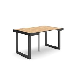 Skraut Home | Mesa Consola Extensible | Mesa Comedor Plegable | 140 | para 6 comensales | Patas Madera Maciza | Estilo Moderno | Roble