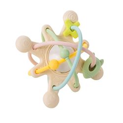 Nattou Teether with Rattle Galaxy Silicone, 10 cm, Pastel