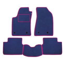 Set Tappetini realizzato per VOLKSWAGEN CADDY 5 posti anno dal 2004 al 2015 in Moquette lavabile AZZURRO e FUCSIA +Tappeto Baule