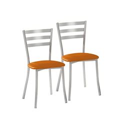 ASTIMESA SCRNA Due sedie da Cucina, Metallo Finta Pelle Alluminio, Arancione, Altura de asiento 45 CMS