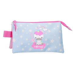 Roll Road I Am a Unicorn Triple Pencil case Blue 22x12x5cm Polyester, Blue, Triple Case