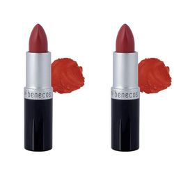 Benecos - natural beauty 90696 rossetto - luccicante - con olio di jojoba biologico e cera d'api biologica - corallo morbido (Confezione da 2)