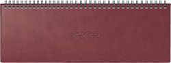 ridoidé Carnet de Rendez-Vous Horizontal modèle septant (2025), Planning Hebdomadaire, 2 Pages = 1 Semaine, 305 × 105 mm, 128 Pages, Couverture en Cuir synthétique Prestige, Marron
