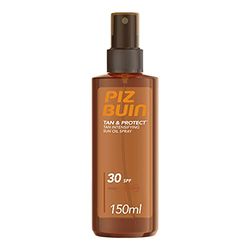 PIZ BUIN Tan & Protect Olio Spray Solare Intensificatore dell'Abbronzatura SPF 30, Olio abbronzante corpo spray con Illumitone, Protezione solare 30 con filtro solare UVA/UVB, 150 ml