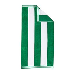 Qualité supérieure Collection Luxe Jacquard Serviette de Plage, Coton peigné, surdimensionné, Dark Green Cabana Stripe, 43 x 5 x 30 cm