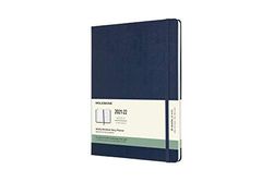 Moleskine - 18-Month Weekly Planner/Diary, Weekly Planner 2021/2022, Weekly Notebook with Hard Cover and Elastic Closure, Size X-Large 19 x 25 cm, Colour Sapphire Blue, 208 Pages