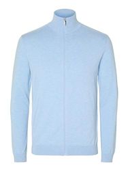 SELETED HOMME SLHBERG Full Zip Cardigan NOOS, Cashmere Blue/Detail: melange, M