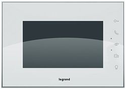 Legrand Porta-moedas de vídeo 369235, monitor de vídeo, intercomunicador, interior, 7 polegadas, monitor de cores, tátil, mãos livres, ampliar (369220) para 2 de família em casa, branco