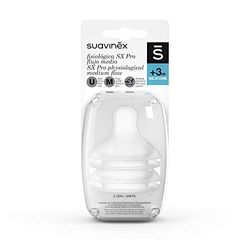 Suavinex Sx Pro siliconen symmetrische fopspeen doorstroomhoeveelheid M, 3 maanden, transparant, 2 stuks