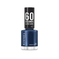 Rimmel 60 Seconds Super Shine Nail Polish, 102 Denim Lover, Quick-Dry Nail Polish, Ultra-Shiny Finish, Easy to Apply, Vibrant Colour, Long-Wearing, Clean and Improved Formula, Vegan, 8ml