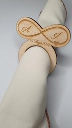 5 PEZZI Segnaposto portatovagliolo personalizzato in legno con simbolo infinito per matrimonio, anniversario (Infinito)
