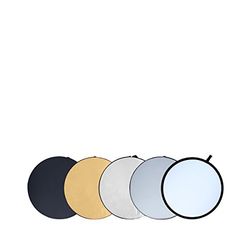 Rollei Pro 5 em 1 Refletor dobrável de 80 cm, multicolorido (Difusor, refletor prateado, dourado, branco, preto) com bolsa fornecida