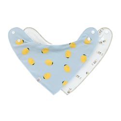 LÄSSIG Bavoir bébé écharpe triangle set 2 pcs. Coton bio Bouton-pression Réversible/Baby Bandana Happy Fruits Lemon
