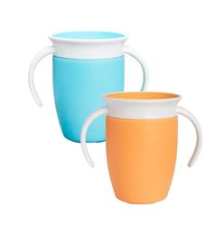 Munchkin Miracle 360 educatieve beker voor kinderen vanaf 6 maanden, 207 ml (2-pack), leerbeker voor kleine kinderen, BPA-vrij, lekvrij, blauw/blauw