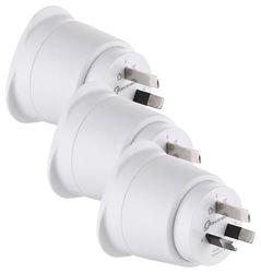 Electraline 70050 Adaptateur de Voyage France/Europe vers Australie/Chine 2 Broches Europe vers 3 Broches Australie, White (Lot de 3)
