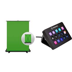 Elgato Stream Deck MK.2 – Controlador de Estudio, 15 Teclas Macro + Green Screen Panel Chromakey Plegable para Eliminación del Fondo con Marco Autodesplegable