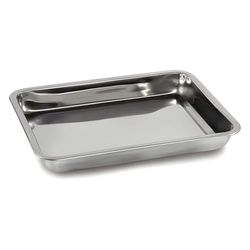 Cuenco para tara de acero inoxidable [núcleo RFS-A02] ideal para pesar frutas o verduras sueltas, dimensiones (ancho x profundidad x alto): 370 x 240 x 20 mm