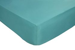 Impressions Fusion Soft Touch Microfibre Polyester 4 Foot Teal Fitted Sheet (Pillowcases Sold Separately)