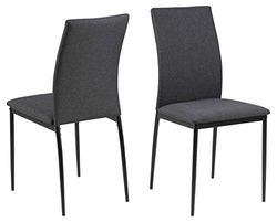 AC Design Furniture Sedia per sala da pranzo Devin, set di 4 pezzi, dimensioni: 92 x 43,5 x 53 cm (altezza x larghezza x lunghezza), in tessuto e metallo, grigio e nero