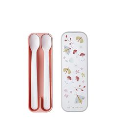 Mepal – Baby Feeding Spoon Mepal Mio – Long-Handled Baby Spoon – Dishwasher-Safe Baby Spoon – Baby Utensils - & BPA-Free - Set of 2 – Flowers & Butterflies