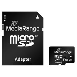 MediaRange MR945 Micro SDXC Carte mémoire 128G UHS-1 Classe 10 avec Adaptateur Bleu