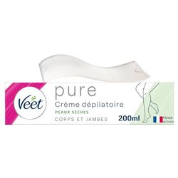 VEET PURE - Crème Dépilatoire Corps & Jambes - Peaux Sèches - Sans Odeur d'Amoniaque - 200ml