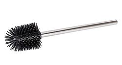 WENKO Cepillo de reserva silicona con manilla acero inox - Cepillo para inodoro con cabeza de repuesto de silicona, Acero inoxidable, 8.5 x 35 x 8.5 cm, Brillante