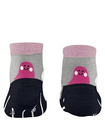 FALKE Unisex dla dzieci aktywne bańki trener skarpetki bawełniane niebieskie szare różowe wzorzyste krótkie trener długość na lato 1 para, Szary (szary burzowy 3820), 18.5-22 EU