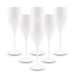BRYNA Set med 6 st 18 cl flytande glas i polykarbonat (styv plast), 100% italiensk design, okrossbara glas, återvinningsbara, diskmaskinssäkra, vita