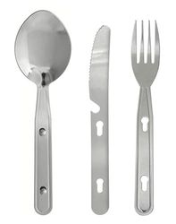 ibili 720200 campingbestick-set, rostfritt stål, silver, 17,5 x 5 x 2 cm, 3 enheter