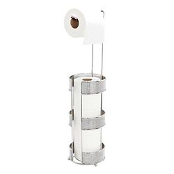 Bath Bliss Pave Diamond Réserve/Distributeur de Papier Toilette autoportant pour 3 Rouleaux, résistant à la Rouille, chromé, Fer