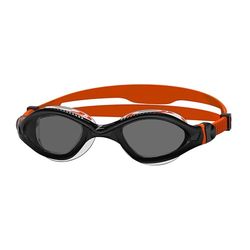 Zoggs Tiger LSR+ Smoke Tint Schwimmbrille für Erwachsene, Schwarz/Orange/getönter Rauch, (Smaller Fit)