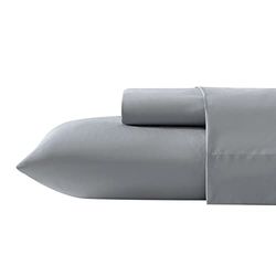 Nautica - Queen lakan-set, djup ficka dra-på-lakan och örngott, vardaglig heminredning (solid grå, queen)