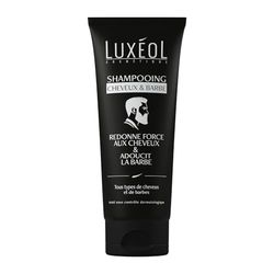 Luxéol - Shampoing Cheveux & Barbe - Redonne Force aux Cheveux & Adoucit la Barbe - Shampoing Homme 2 En 1 Sans Silicone Ni Tensio-actifs sulfatés - Fabriqué En France - 200 ml