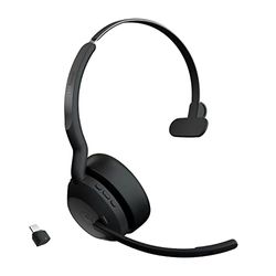 Jabra Evolve2 55 Auricular Monoaural Inalámbrico con Tecnología Jabra Air Comfort, Micrófonos con Cancelación de Ruido y ANC, Certificado para MS Teams, Negro